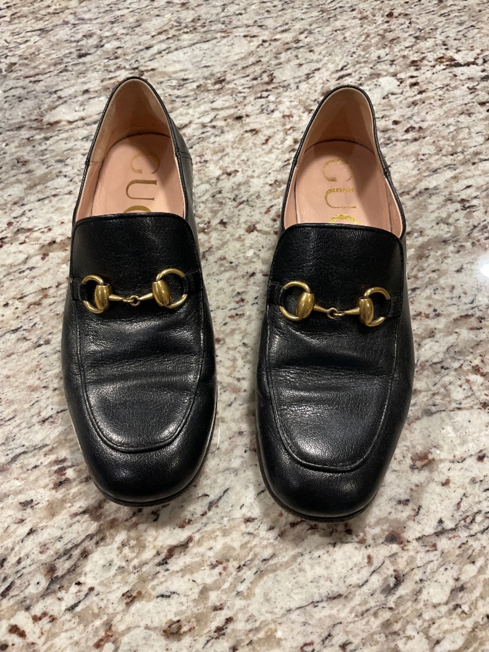 Gucci Brixton Horsebit Loafer with Crystal Embellished Heel — Black Leather — Si - Picture 7 of 9